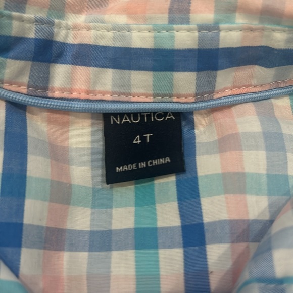 Nautica 3 Piece Set Blue Long-Sleeve Button Down Sweater Vest & Pants Size 4T - Picture 3 of 13